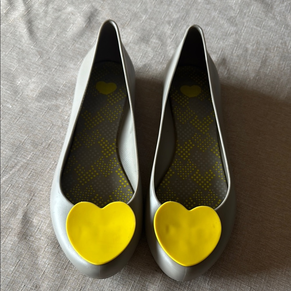 Melissa Gray and Yellow rubber Heart Flats